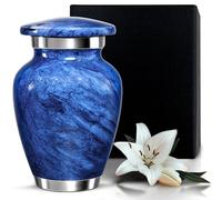 Small Urn for Ashes Adult Male & Female - Mini Cremation Urns for Human Ashes Keepsake - Little Miniature Ash Urn for Mom & Dad - Tiny Decorative Memorial Keepsakes of Loved Ones (Blue, Small)