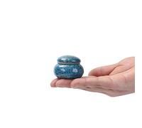 Small Urn for Human Ashes - 1.6'' Handicrafted Urn - Beautiful Tiny Keepsake Urns - Mini Urn Made of Ceramic - Hold 1.2 Cubic Inches of Ashes (Blue)