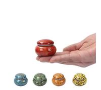 Small Urn for Human Ashes - 1.6'' Handicrafted Urn - Beautiful Tiny Keepsake Urns - Mini Urn Made of Ceramic - Hold 1.2 Cubic Inches of Ashes (Red)