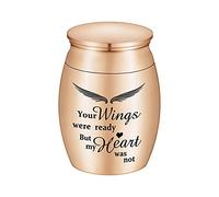 Small Urns for Ashes Keepsake Cremation Urn with Wings Charm Minis Personal Funeral Urn for Pet or Human Ashes Memorial Ash Keepsake (Rose Wings 40 * 30mm)