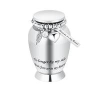 Small Urns for Ashes Keepsake Cremation Urn with Wings Charm Minis Personal Funeral Urn for Pet or Human Ashes Memorial Ash Keepsake (Silver Heart 72 * 45mm)