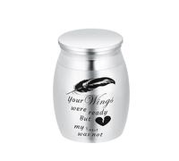 Small Urns for Ashes Keepsake Cremation Urn with Wings Charm Minis Personal Funeral Urn for Pet or Human Ashes Memorial Ash Keepsake (Silver Wings 40 * 30mm)