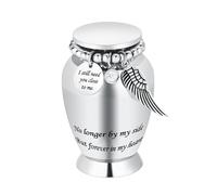 Small Urns for Ashes Keepsake Cremation Urn with Wings Charm Minis Personal Funeral Urn for Pet or Human Ashes Memorial Ash Keepsake (Silver Wing 72 * 45mm)