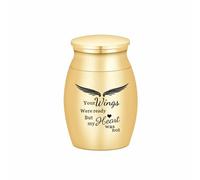 Small Urns for Ashes Keepsake Cremation Urn with Wings Charm Minis Personal Funeral Urn for Pet or Human Ashes Memorial Ash Keepsake (Gold Wings 40 * 30mm)