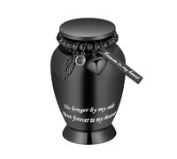 Small Urns for Ashes Keepsake Cremation Urn with Wings Charm Minis Personal Funeral Urn for Pet or Human Ashes Memorial Ash Keepsake (Black Heart 72 * 45mm)