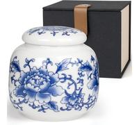 Small Urns for Human Ashes, Blue and White Chinoiserie Ceramic Memorial Mini Urns, Hold 12 Cubic Inches of Ashes, Sharing Ash Keepsake with Exquisite Box Honor Your Loved One Lost
