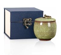 Small Urns for Human Ashes,Ceramic Memorial Mini Ashes Urns,Hold 5.5 Cubic Inches of Ashes,For Human Or Pet Ashes,Beautiful Mini Sharing Funeral Urns with Exquisite Box (Green)