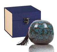 Small Urns for Human Ashes,Ceramic Memorial Mini Ashes Urns,Hold 5.5 Cubic Inches of Ashes,For Human Or Pet Ashes,Beautiful Mini Sharing Funeral Urns with Exquisite Box (Dark blue)