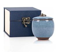 Small Urns for Human Ashes,Ceramic Memorial Mini Ashes Urns,Hold 5.5 Cubic Inches of Ashes,For Human Or Pet Ashes,Beautiful Mini Sharing Funeral Urns with Exquisite Box (Light blue)