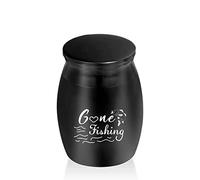 Small Urns for Human Ashes Cremation Urns for Ashes Gone Fishing Mini Urns Ashes Holder Small Keepsake Urns for Ashes Decorative Urns Sharing Funeral Urn,Black