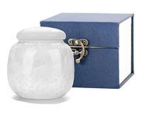 Small Urns for Human Ashes Keepsake Ceramic-Mini Cremation Urn for Women&Men,Decorative Memorial Urn for Human Ash,Small Keepsake Urn for Sharing-Moisture-Proof & Secure Lid. (Crystalline Glaze White)