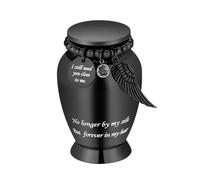 Small Urns for Human Ashes Keepsake Cremation Urn for Human Ashes with Wings Charm Mini Personal Funeral Urn for Pet (Black Large Wings)