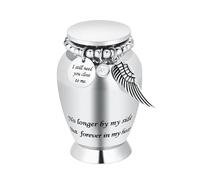 Small Urns for Human Ashes Keepsake Cremation Urn for Human Ashes with Wings Charm Mini Personal Funeral Urn for Pet (Silver-Large Wings)