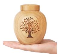 Small Urns for Human Ashes Keepsake,Memorial Cremation Urns for Human Pet Ashes with Tree of Life Pattern Engraved,Bamboo Urns for Human Ashes Adult Male Female,Hold Up to 48 Cubic Inches