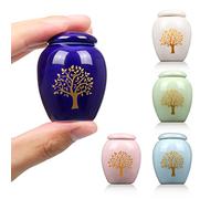 Small Urns for Human Ashes,Mini Urn Set of 5,Beautifully Handmade Ceramic Tree of Life Cremation Urn,for Sharing Adult or Baby Urns for Ashes,Pet Urn.