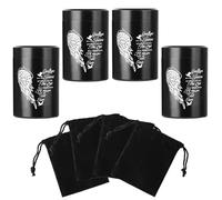Small Urns for Human Ashes Set of 4 Black, Mini Urn 3 inches for Sharing Small Keepsake Urns Memorial Ashes Holder