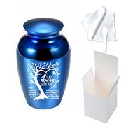 Small Urns for Human Ashes Tree of Life Cremation Urn for Ashes Keepsake Urns for Ashes forMemorial Ashes Holder with Paper Box (Blue, 65X45MM)