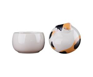 Small Urns for Pets Ashes, Ceramic Memorial Mini Cremation Urns, Hold 150ml of Ashes,Beautiful Sealed Mini Funeral Urns(Calico Cat)