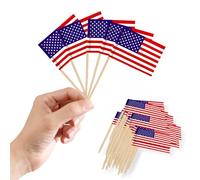 Small US American Toothpick Flags Little Cake Toppers,100pcs USA Flag Mini America Flags On Cocktail Sticks for 4th July Independence Day Cakes Sandwich Food Cupcake Toppers World Cup Pub Royal Event
