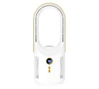 Small USB Standing Tower Fan, 5 Speed Quiet Bladeless Fan with Night Light, Portable Desktop Circulator Air Blower for Camping Desk Bedroom