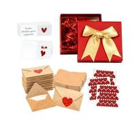 Small Valentine Cards - 60 Pieces Paper Material | Cute Romantic Heart Mini Envelopes and Holder Set | For Boyfriend, Girlfriend, Couples, Him, Hers, Husband, Dating, Wedding and Birthday