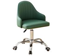Small Vanity Chair Adjustable Swivel Comfy Task Chair with Arms Upholstered Home Office Desk Chair Modern PU Leather Makeup Chair for Small Space Bedroom