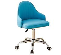 Small Vanity Chair Adjustable Swivel Comfy Task Chair with Arms Upholstered Home Office Desk Chair Modern PU Leather Makeup Chair for Small Space Bedroom
