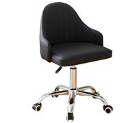 Small Vanity Chair Adjustable Swivel Comfy Task Chair with Arms Upholstered Home Office Desk Chair Modern PU Leather Makeup Chair for Small Space Bedroom