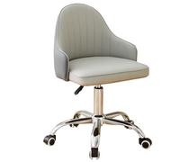 Small Vanity Chair Adjustable Swivel Comfy Task Chair with Arms Upholstered Home Office Desk Chair Modern PU Leather Makeup Chair for Small Space Bedroom