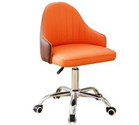 Small Vanity Chair Adjustable Swivel Comfy Task Chair with Arms Upholstered Home Office Desk Chair Modern PU Leather Makeup Chair for Small Space Bedroom