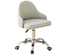 Small Vanity Chair Adjustable Swivel Comfy Task Chairs With Arms Upholstered Home Office Desk Chairs Modern PU Leather Makeup Chair With Back For Small Space, Bedroom