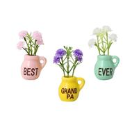 Small Vase Fridge Magnets - Pack of 3 Ceramic 3D Stickers | Magnetic Vase for the Fridge - For Cooling Device Whiteboard Locker Cabinet Kitchen Classroom Picture Mum Grandma