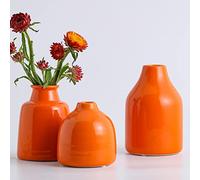 Small Vase Set of 3 for Modern Home Decor,Ceramic Vases for Centerpieces Flower Vases for Living Room Wedding/Dinner Table/Party -Orange