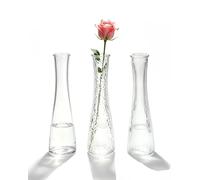 Small Vases Glass Bud Vase 3Pcs Innjoii Mini Ribbed Clear Flower in Bulk 21.3cm Fine Neck for Centerpieces Table Decoration Wedding Party Home Living Room Dining Tables Christmas Birthday Decor
