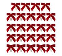 Small Velvet Christmas Bows - Red Small Velvet Tree Ornament | Wrapping Tie Bows Garland Decor - for Indoor Outdoor Treat Bag, Crafts, Wedding, Home, Wreath