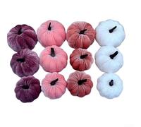 Small Velvet Pumpkins for Fall Decor Artificial Pumpkins with Golden Twig Stem for Thanksgiving Centerpieces and Halloween Party Decorations