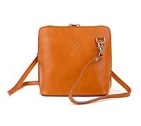 Small Vera Pelle Handbag Genuine Leather Cross Body Bag for Women Italian Mini Shoulder Bag Highquality Strap (Tan)