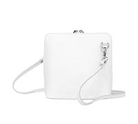 Small Vera Pelle Handbag Genuine Leather Cross Body Bag for Women Italian Mini Shoulder Bag Highquality Strap (White)