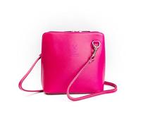 Small Vera Pelle Handbag Genuine Leather Cross Body Bag for Women Italian Mini Shoulder Bag Highquality Strap (Pink)