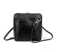 Small Vera Pelle Handbag Genuine Leather Cross Body Bag for Women Italian Mini Shoulder Bag Highquality Strap (Black)