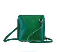 Small Vera Pelle Handbag Genuine Leather Cross Body Bag for Women Italian Mini Shoulder Bag Highquality Strap (Green)
