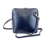 Small Vera Pelle Handbag Genuine Leather Cross Body Bag for Women Italian Mini Shoulder Bag Highquality Strap (Navy)