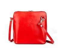 Small Vera Pelle Handbag Genuine Leather Cross Body Bag for Women Italian Mini Shoulder Bag Highquality Strap (Red)