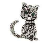 Small Vintage Inspired Kitten Brooch In Antique Silver Tone Metal - 32mm Tall