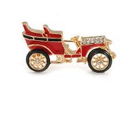 Small Vintage Retro Classic 1920's 30's Red/Black Enamel Car Brooch In Gold Tone Metal - 35mm Across
