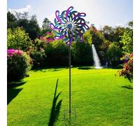 Small Vortex Wind Spinner Stakes - Ocean Wave, Golden Flare & Cosmic Fusion | 120 x 36 x 15 CM | Kinetic Metal Garden Sculptures for Yard, Lawn, Patio & Outdoor Décor (Cosmic Fusion)