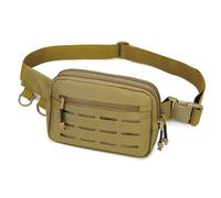 Small Waist Bag Fanny Pack for Men Women, Military Style Belt Bag with MOLLE System, Water-Resistant & Adjustable Strap for Running, Hiking, Festivals, Gym, Brown, S, Tactical