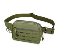 Small Waist Bag Fanny Pack for Men Women, Military Style Belt Bag with MOLLE System, Water-Resistant & Adjustable Strap for Running, Hiking, Festivals, Gym, Green, S, Tactical