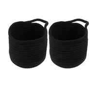 Small Wall Hanging Storage Baskets: 2PCS Cotton Rope Woven Basket - 9 x 7 inch Foldable Wall Door Hanging Organizer with Handle for Flower Plants, Towels, Sunglasses, Wallet, Keys