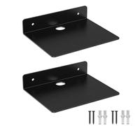 Small Wall Mount Rack Metal Floating Shelf Aluminium Alloy Bracket for Speaker Webcam Stand For Mini Plant Display Corner Cable Management Rust Storage Compact Home Decor Black(2pcs)